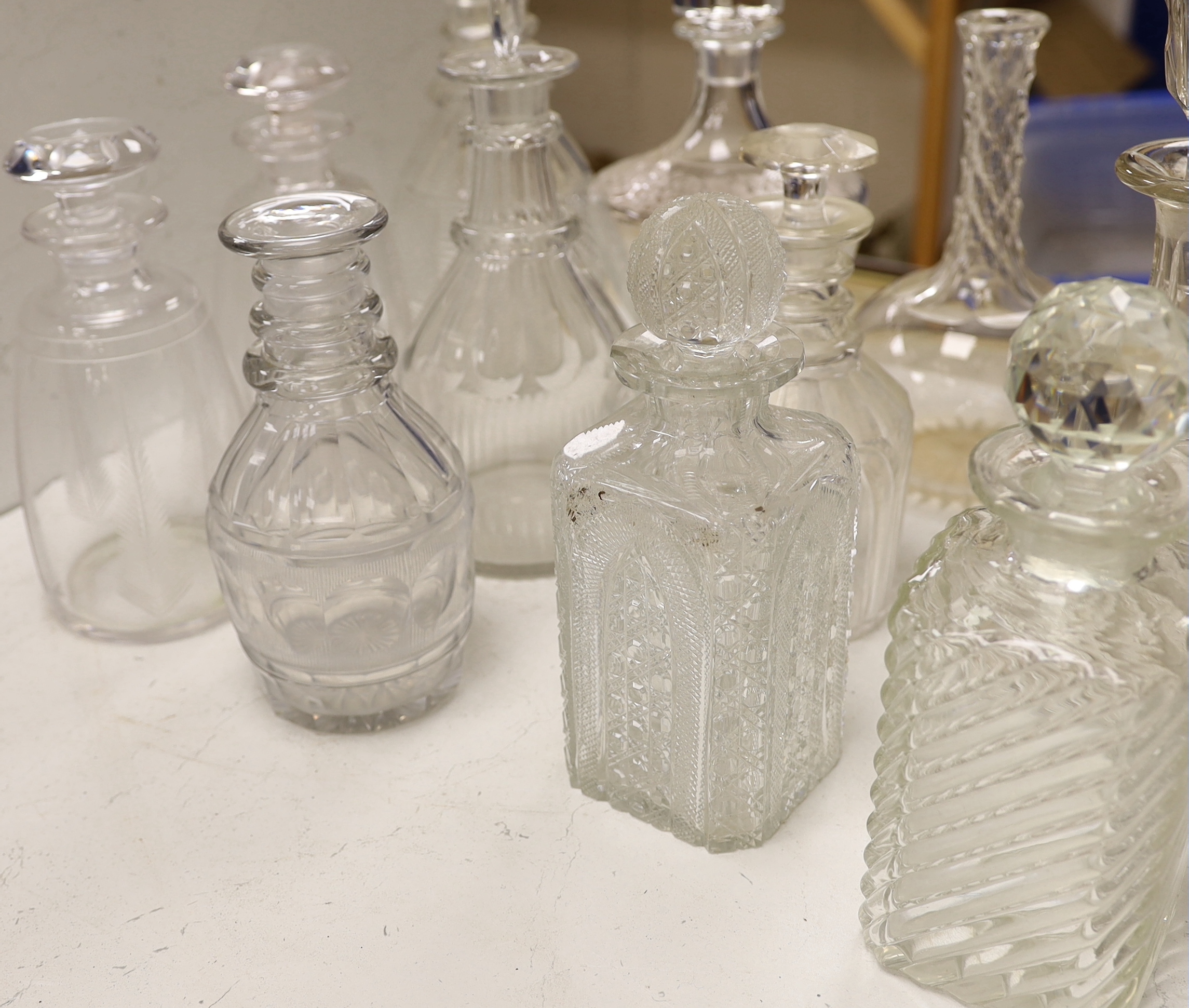 A collection of cut glass decanters (16)